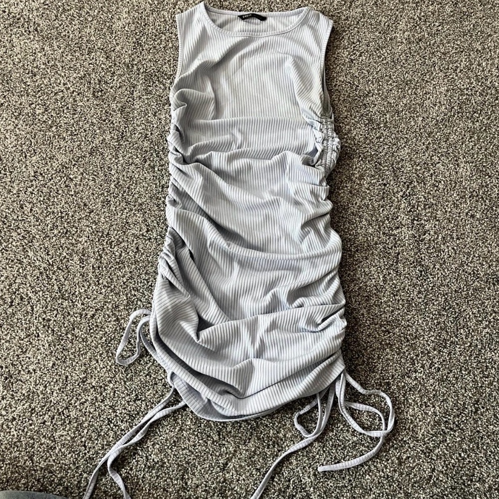 Striped Ruched Sleeveless Dress